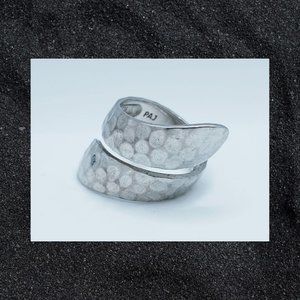 925 Sterling Silver Spiral Hammered Ring